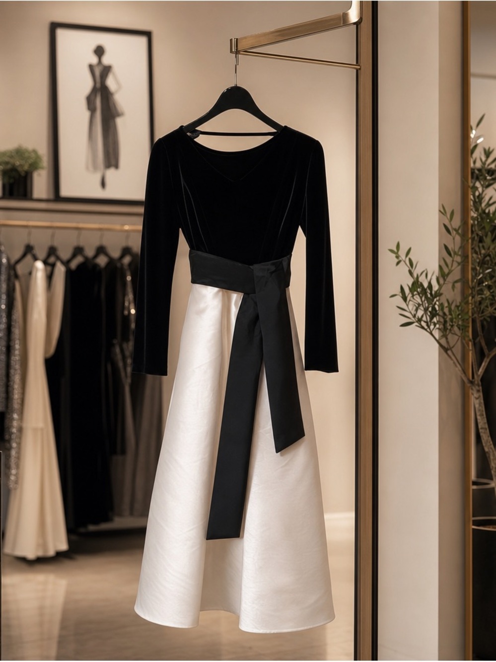 Julia Jordan Elegant  the Shoulder Long Sleeve Velvet Cocktail Midi Dress